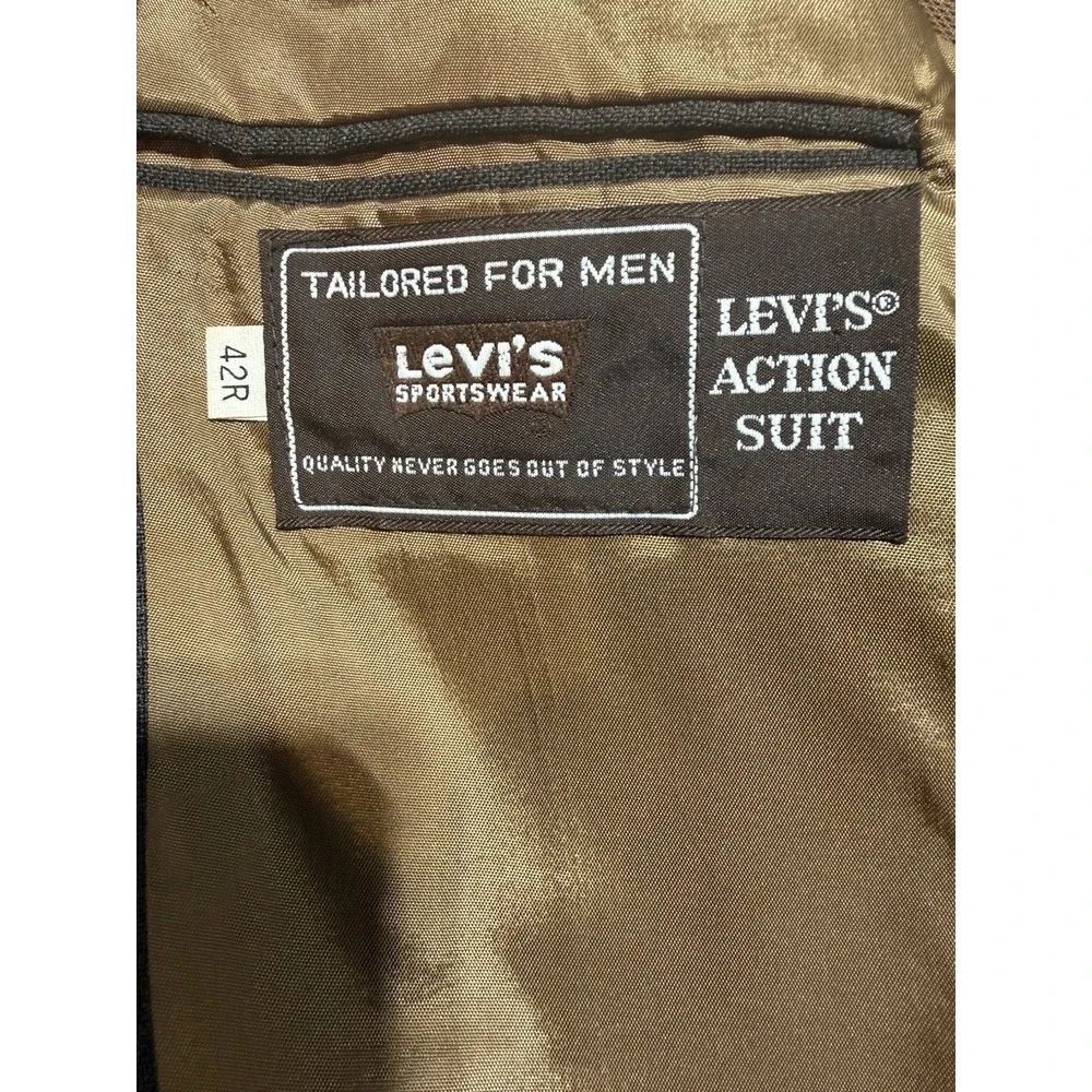 Vintage Levi's Action Suit 42R Brown 2 Piece Jacket Pants Single Vent USA